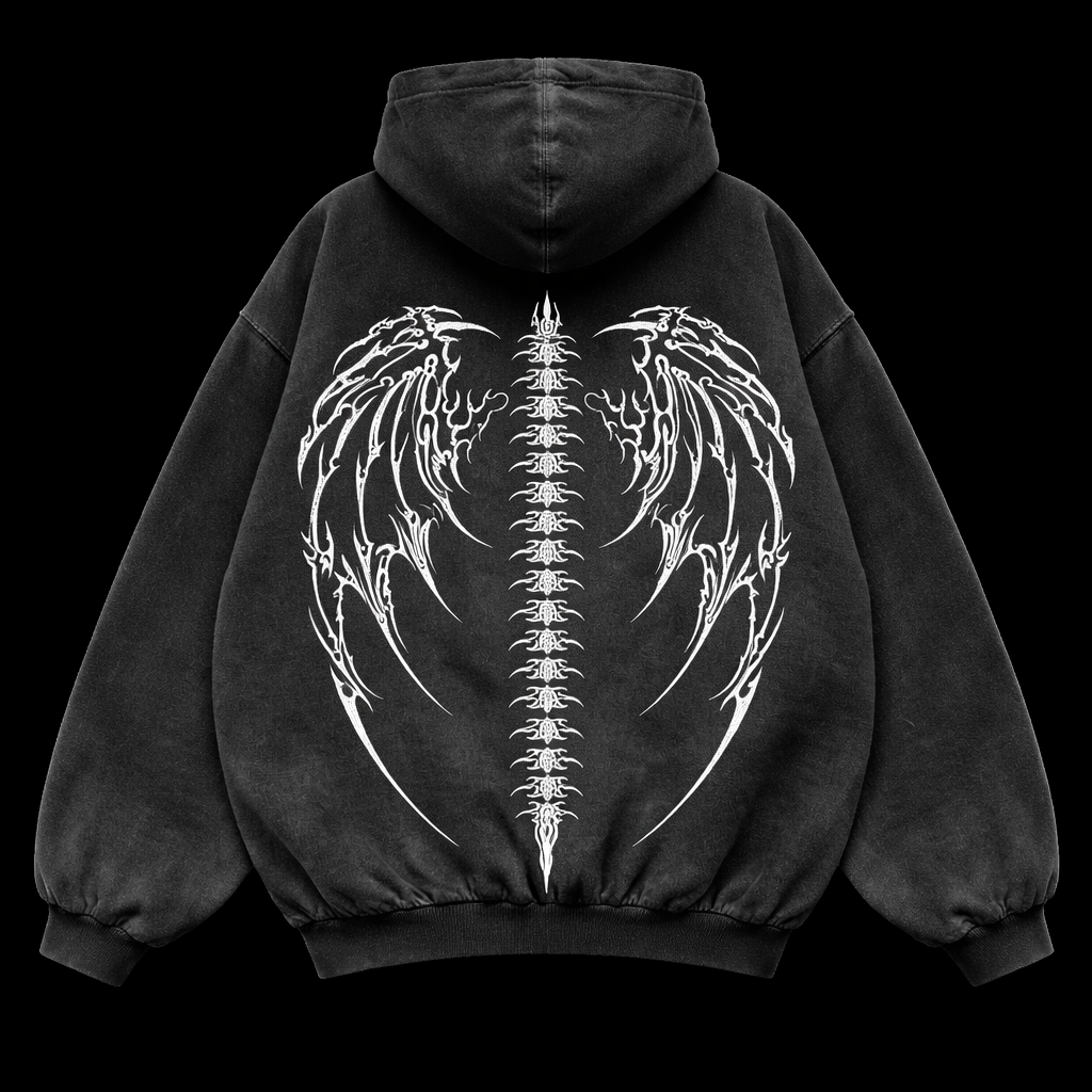 Obsidian Spine Wing Hoodie – Athletic Fit |MAZENTIH