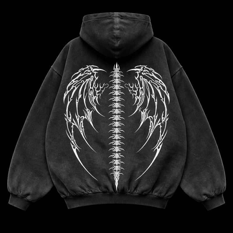 Obsidian Spine Wing Hoodie – Athletic Fit |MAZENTIH