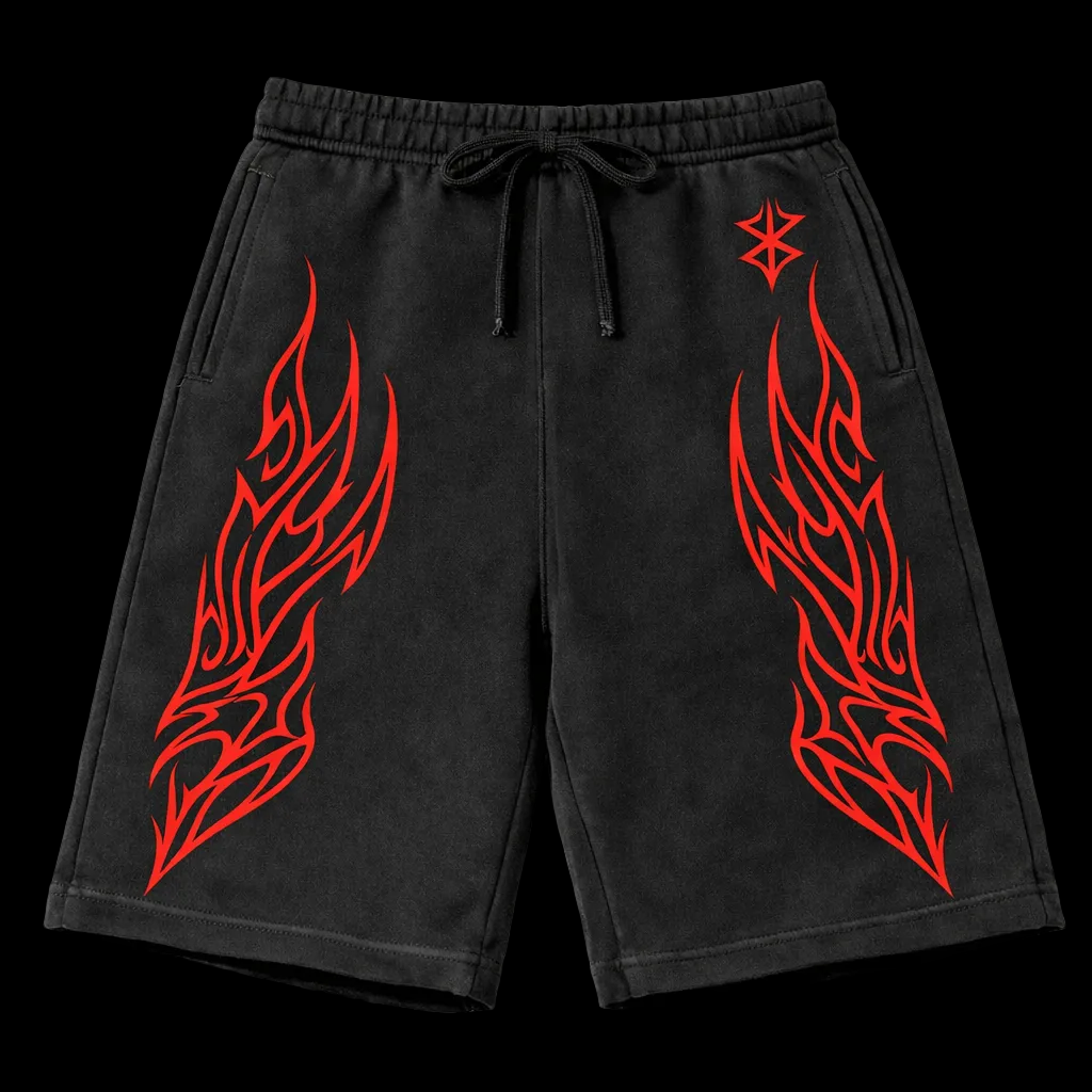 Tribal Surge Flame Vintage Gym Short | MAZENTIH