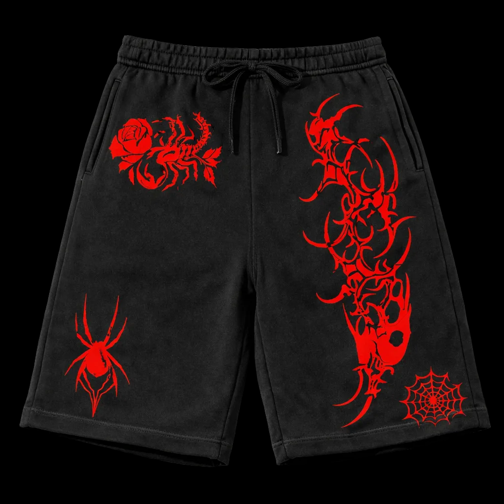 Crimson Spider Strike Vintage Gym Short | MAZENTIH