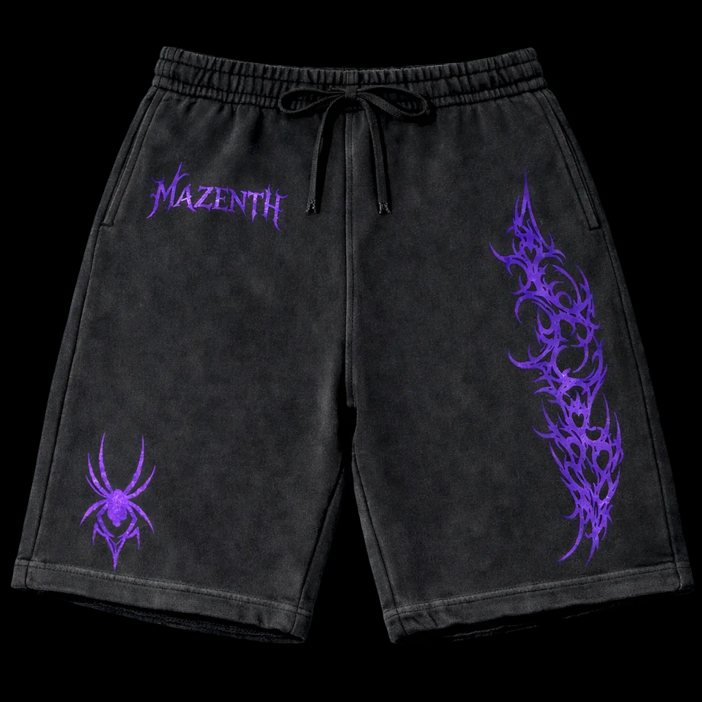 Purple Crimson Spider Vintage Gym Short | MAZENTIH