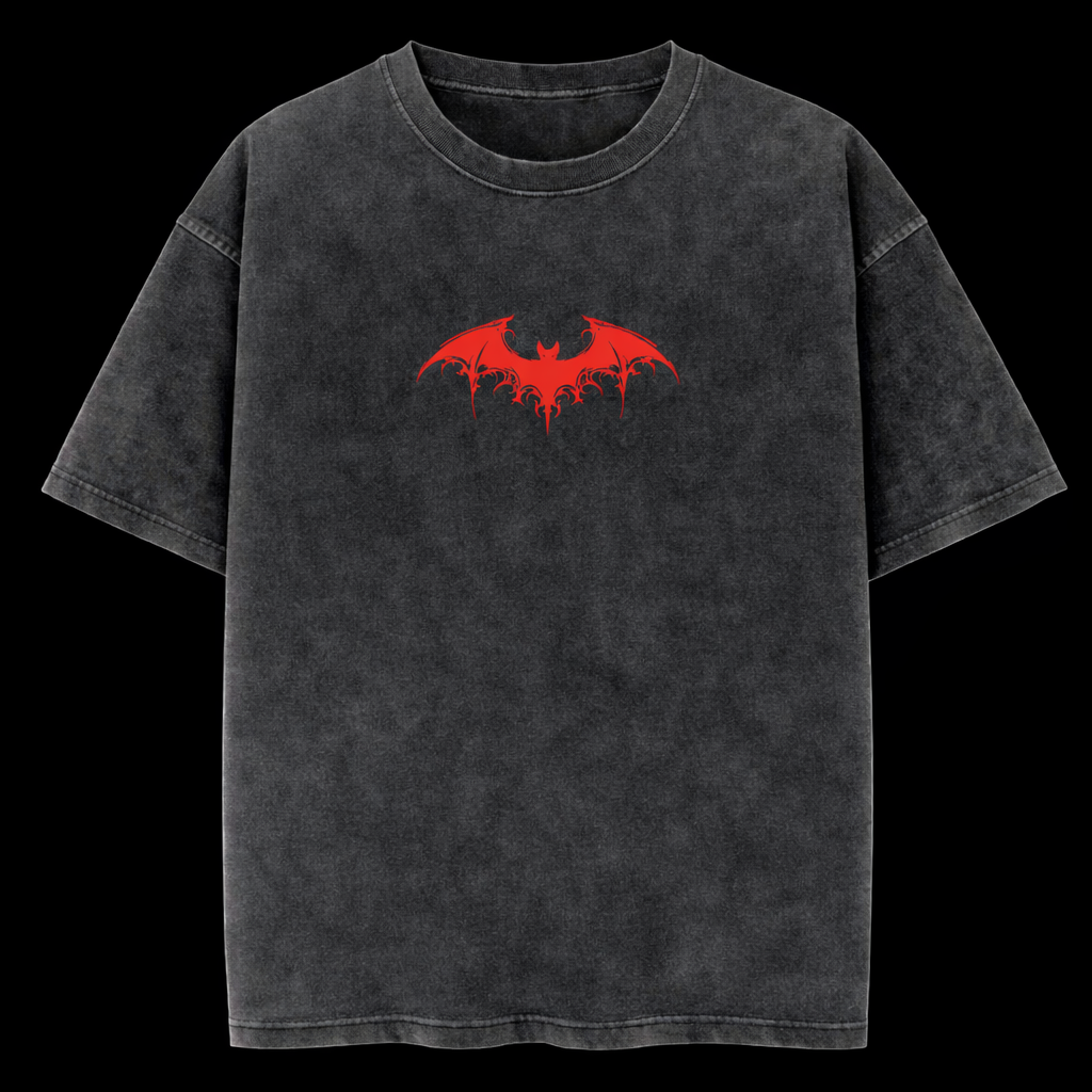 Red Bat Vintage Oversized Gym T-Shirt – Athletic Fit |MAZENTIH