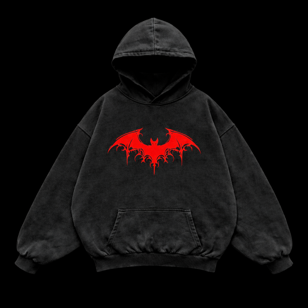 Red Bat Oversized  Gym Hoodie – Athletic Fit |MAZENTIH