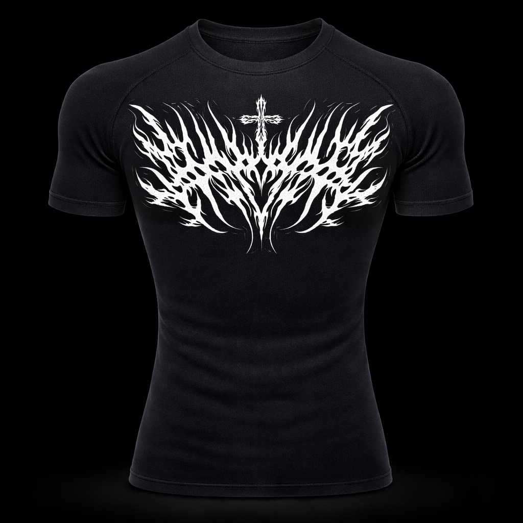 Black Ritual Compression Shirt – Dark Athletic Fit | MAZENTIH