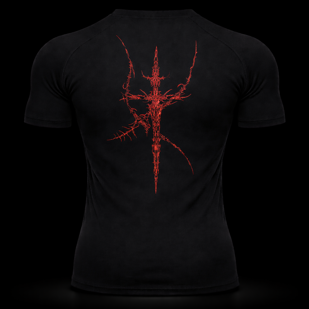 Red Cursed Sigil Compression Shirt – Athletic Fit | MAZENTIH