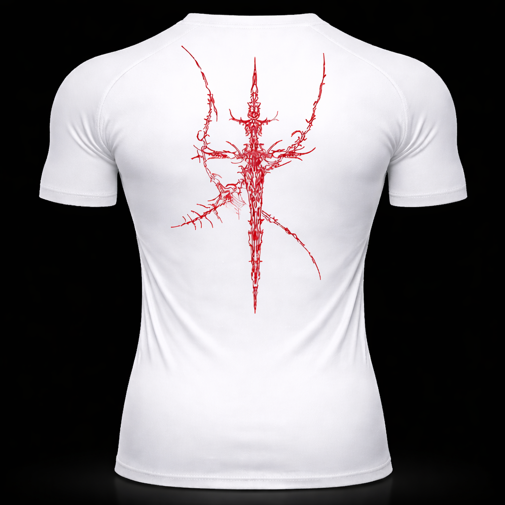 Red Cursed Sigil Compression Shirt – Athletic Fit | MAZENTIH