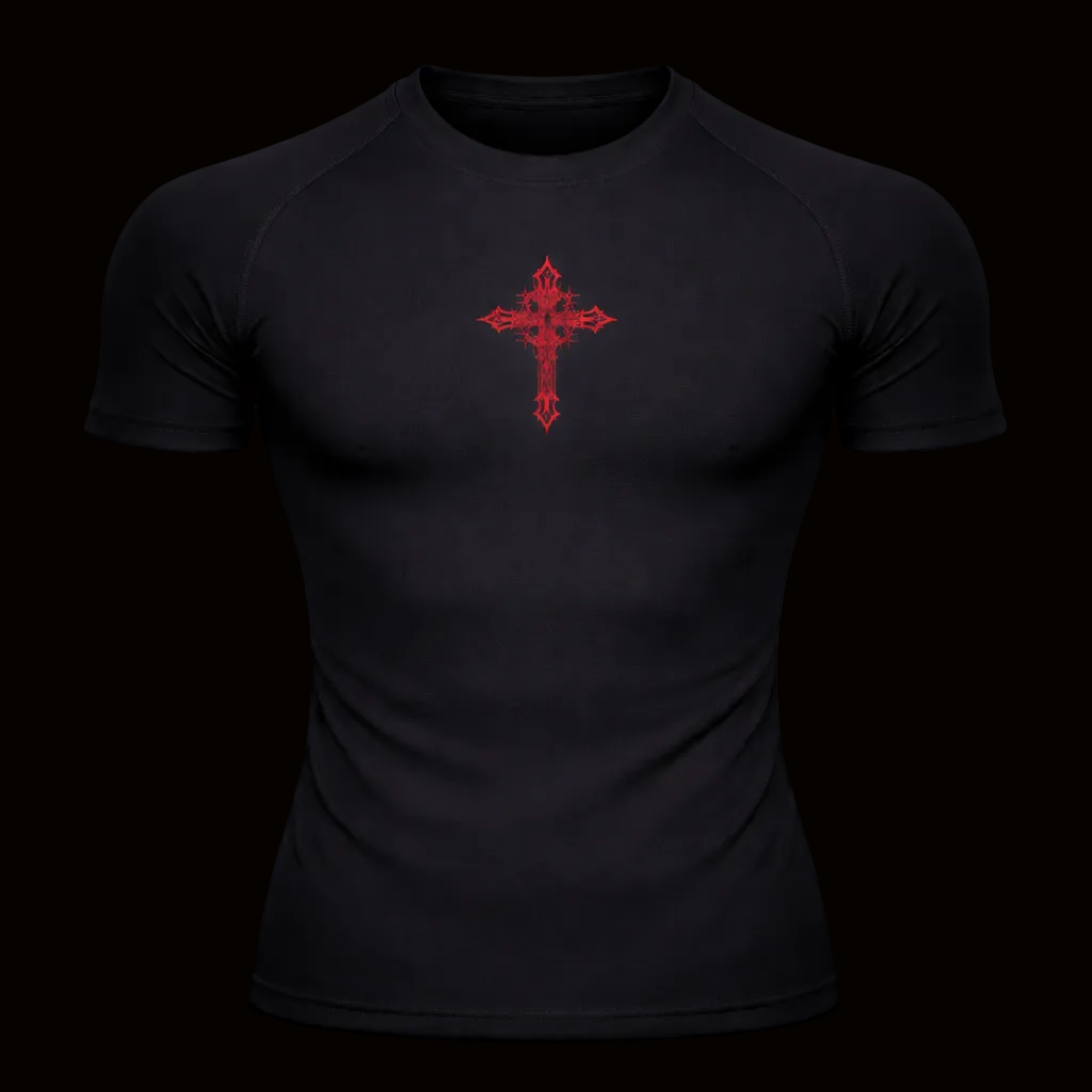 Red Cursed Sigil Compression Shirt – Athletic Fit | MAZENTIH