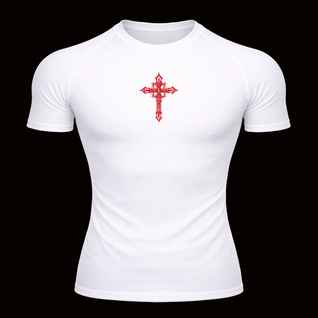 Red Cursed Sigil Compression Shirt – Athletic Fit | MAZENTIH