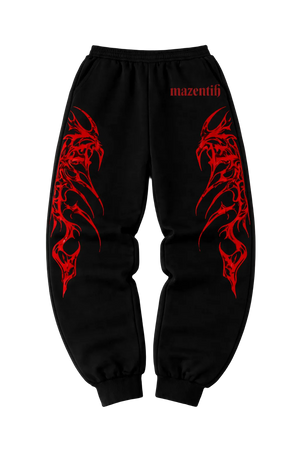 Red & Grey Flame Gym Jogger Pants | MAZENTIH