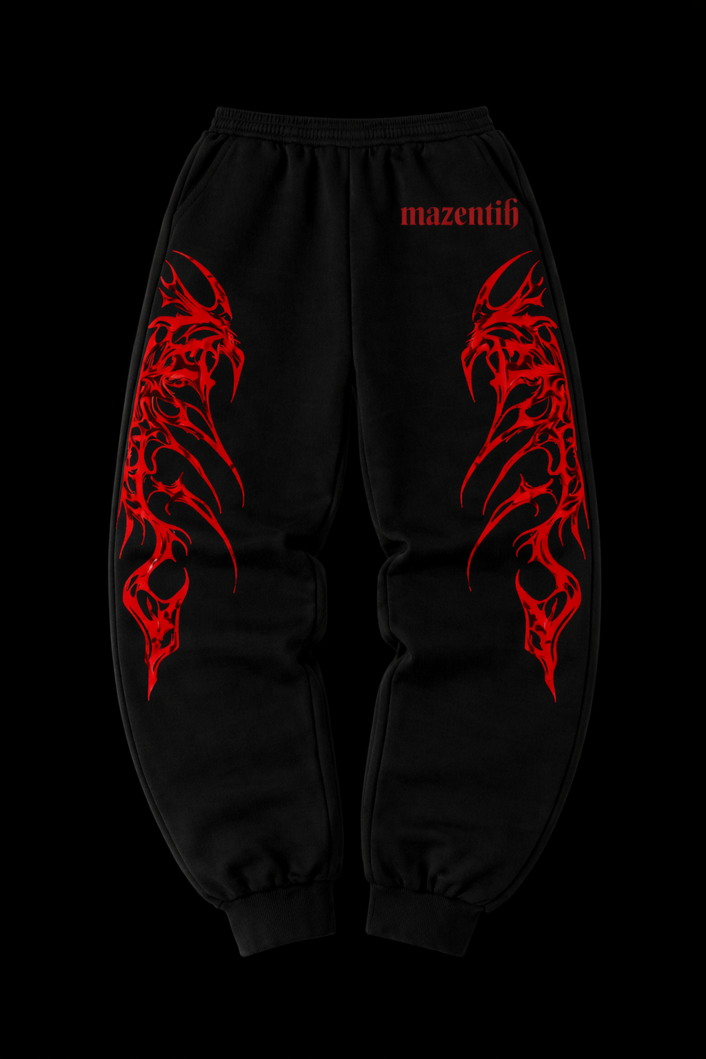 Red & Grey Flame Gym Jogger Pants | MAZENTIH