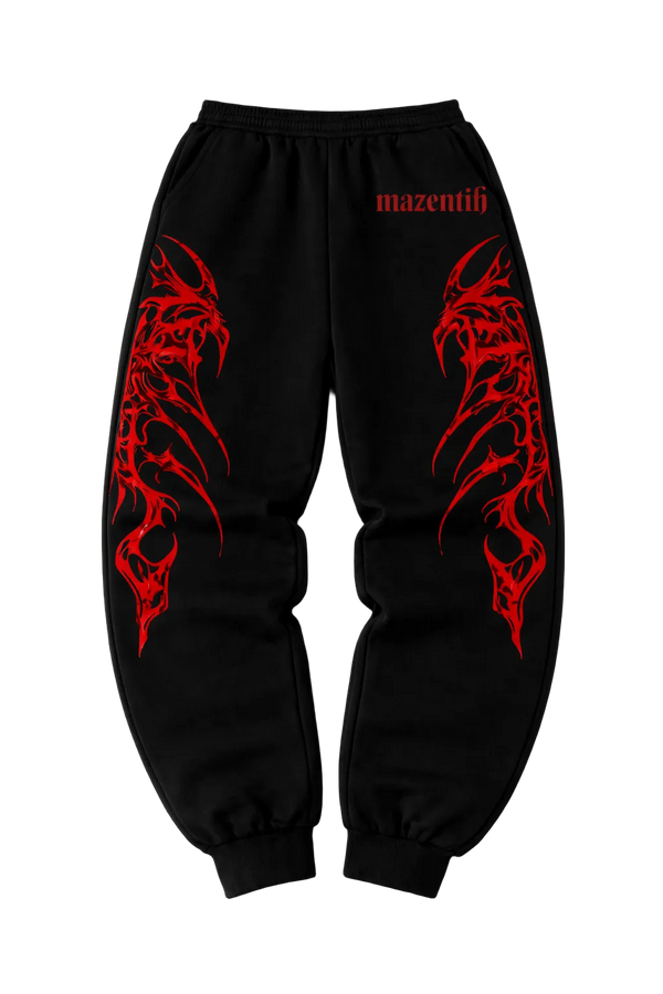 Red & Grey Flame Gym Jogger Pants | MAZENTIH