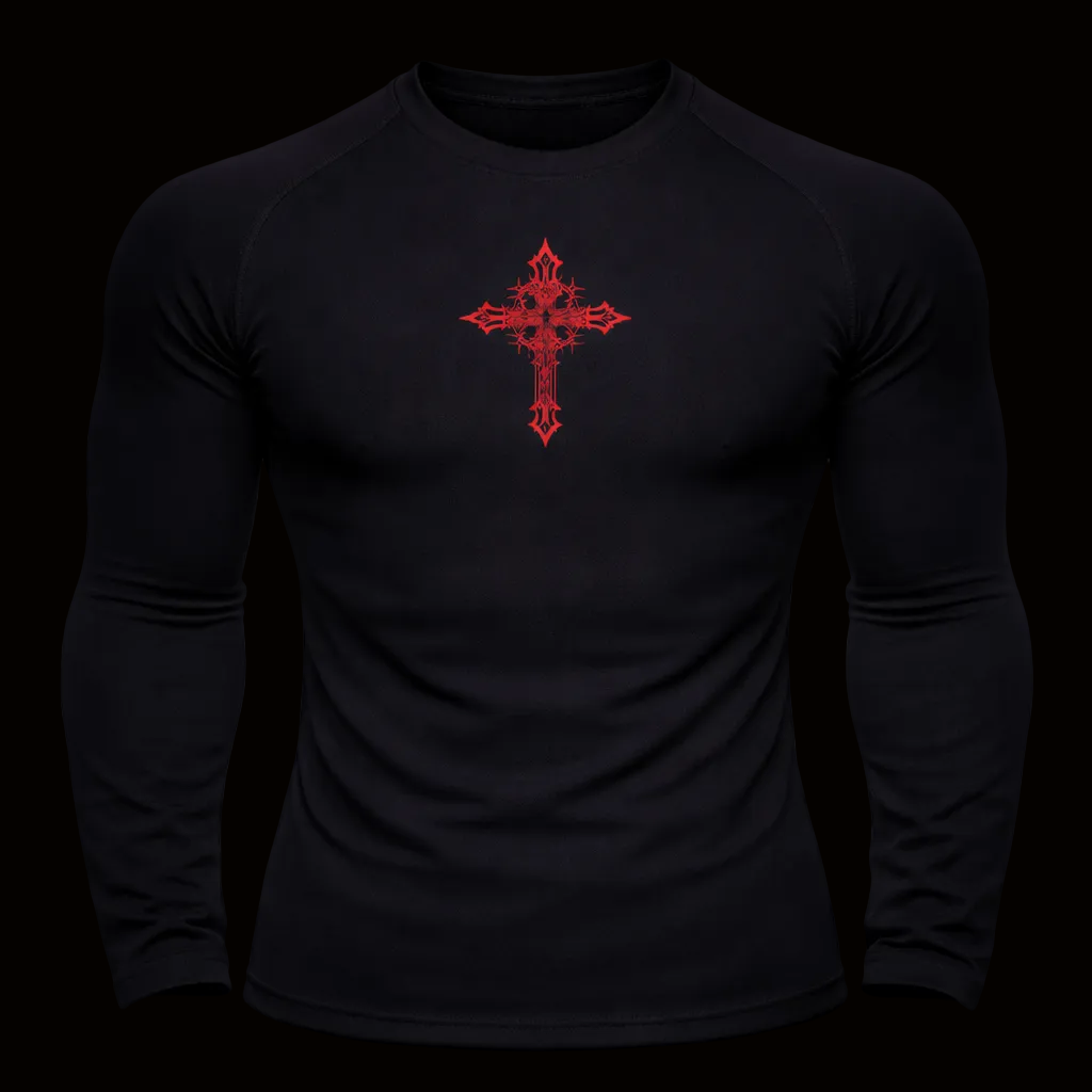 Red Cursed Sigil Compression Shirt – Athletic Fit | MAZENTIH