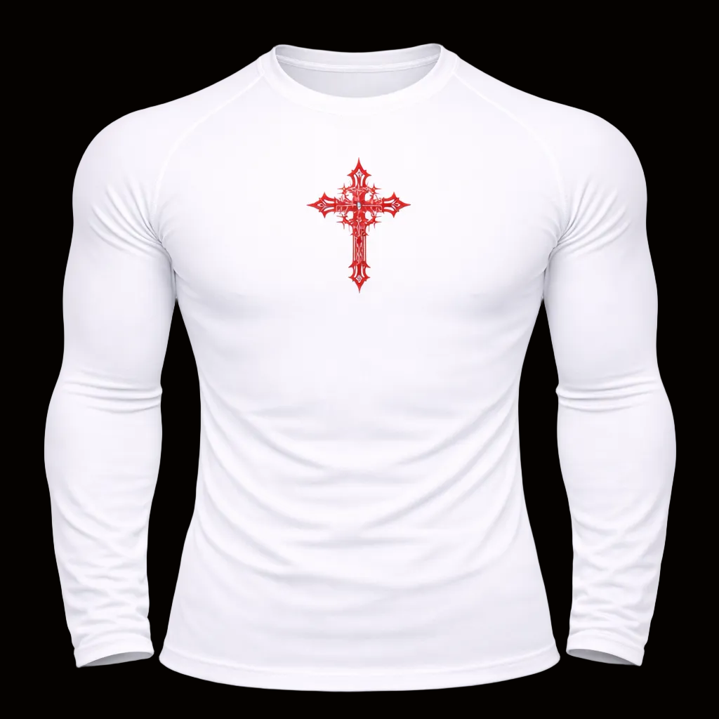 Red Cursed Sigil Compression Shirt – Athletic Fit | MAZENTIH