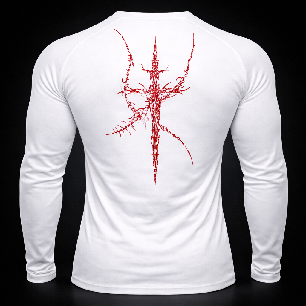 Red Cursed Sigil Compression Shirt – Athletic Fit | MAZENTIH