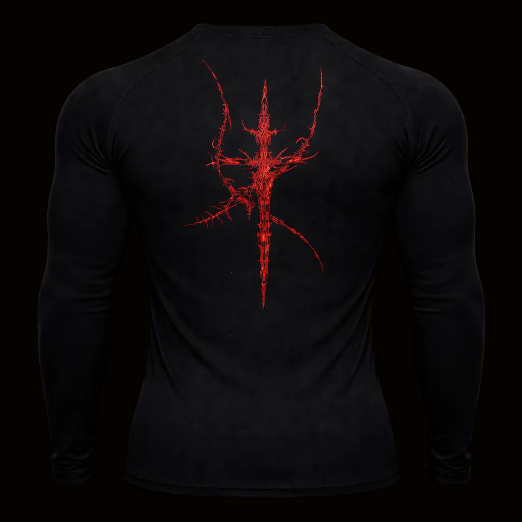 Red Cursed Sigil Compression Shirt – Athletic Fit | MAZENTIH