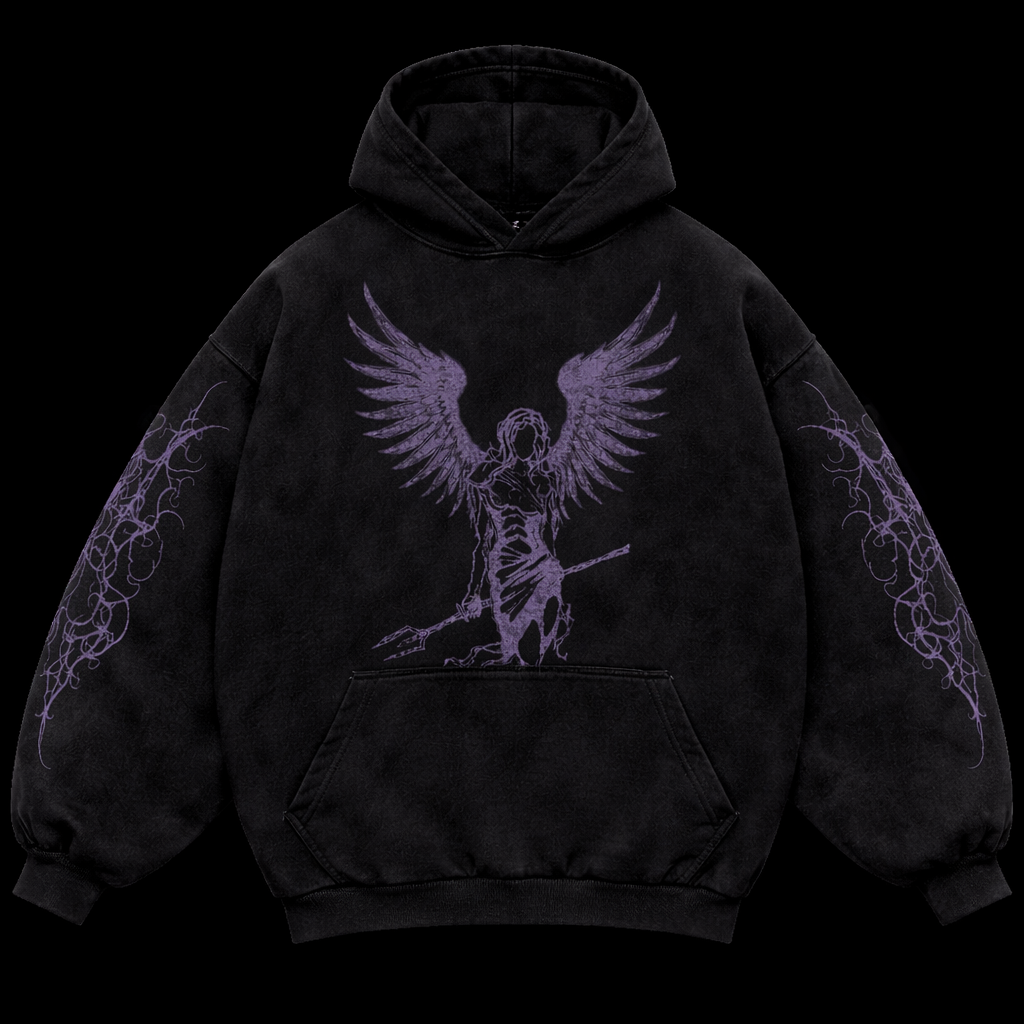 Shadow Wing Vintage Hoodie – Athletic Fit |MAZENTIH