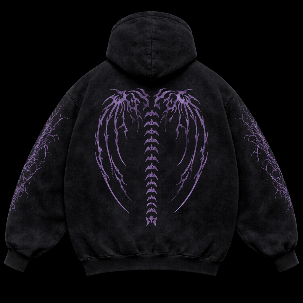 Shadow Wing Vintage Hoodie – Athletic Fit |MAZENTIH