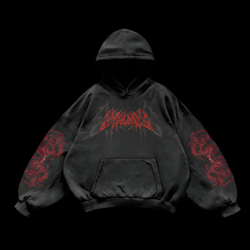 Crimson Dragon – Red Sigil Oversized Hoodie