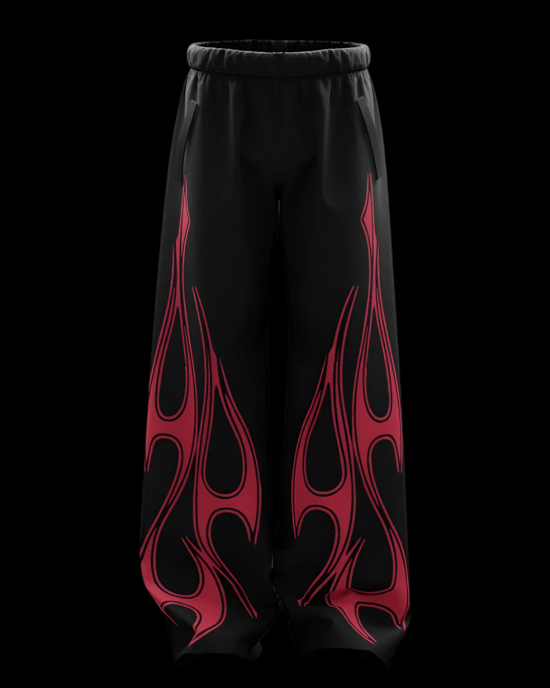 baggy inferno Red Flame Pants