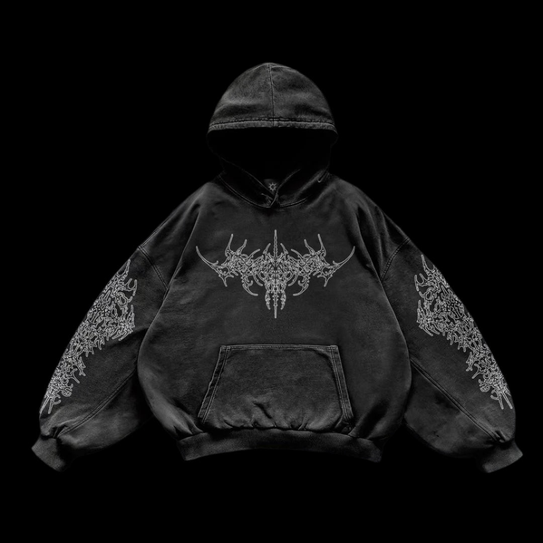 Fractured Abyss Oversized Vintage Hoodie
