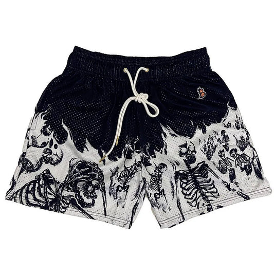 Flaming skulls Fitness Shorts