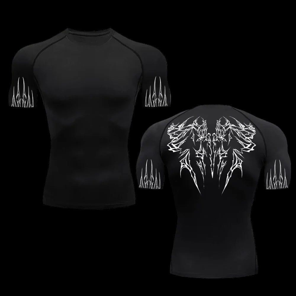 Gothic Printed  compression T-shirt Short sleeve