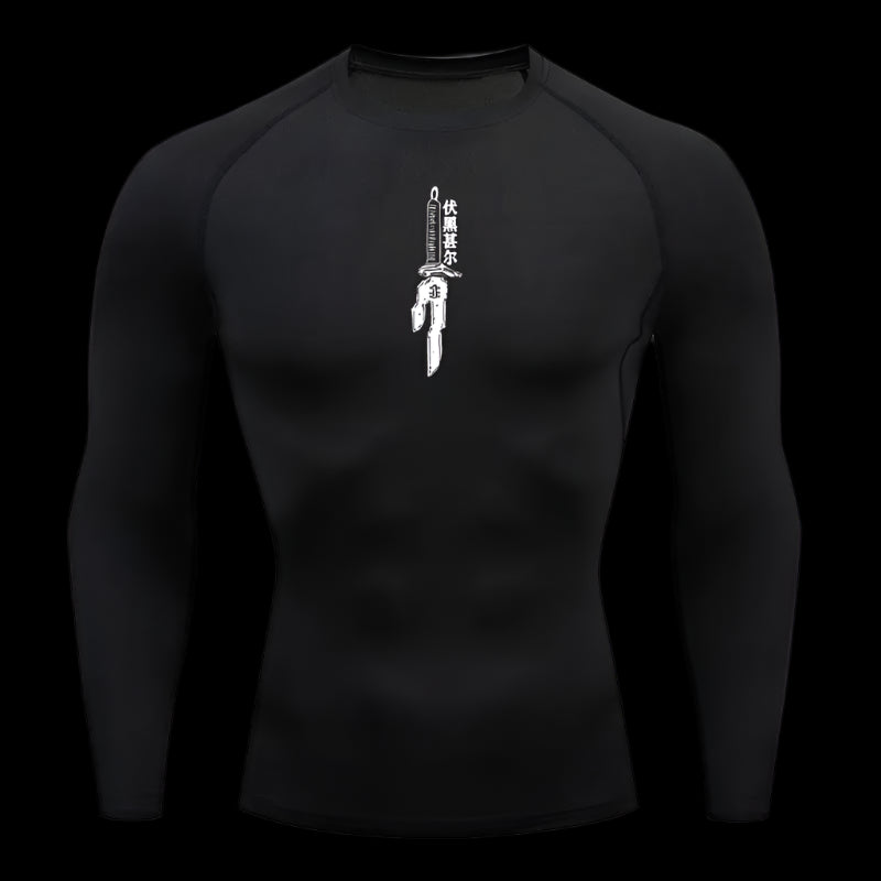 Silence. Strength  Compression Long Sleeve Shirt – Dark Fighter Gymwear