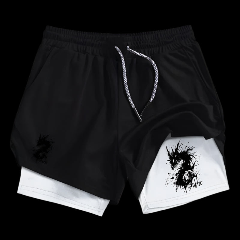Dragon Print Sports Shorts