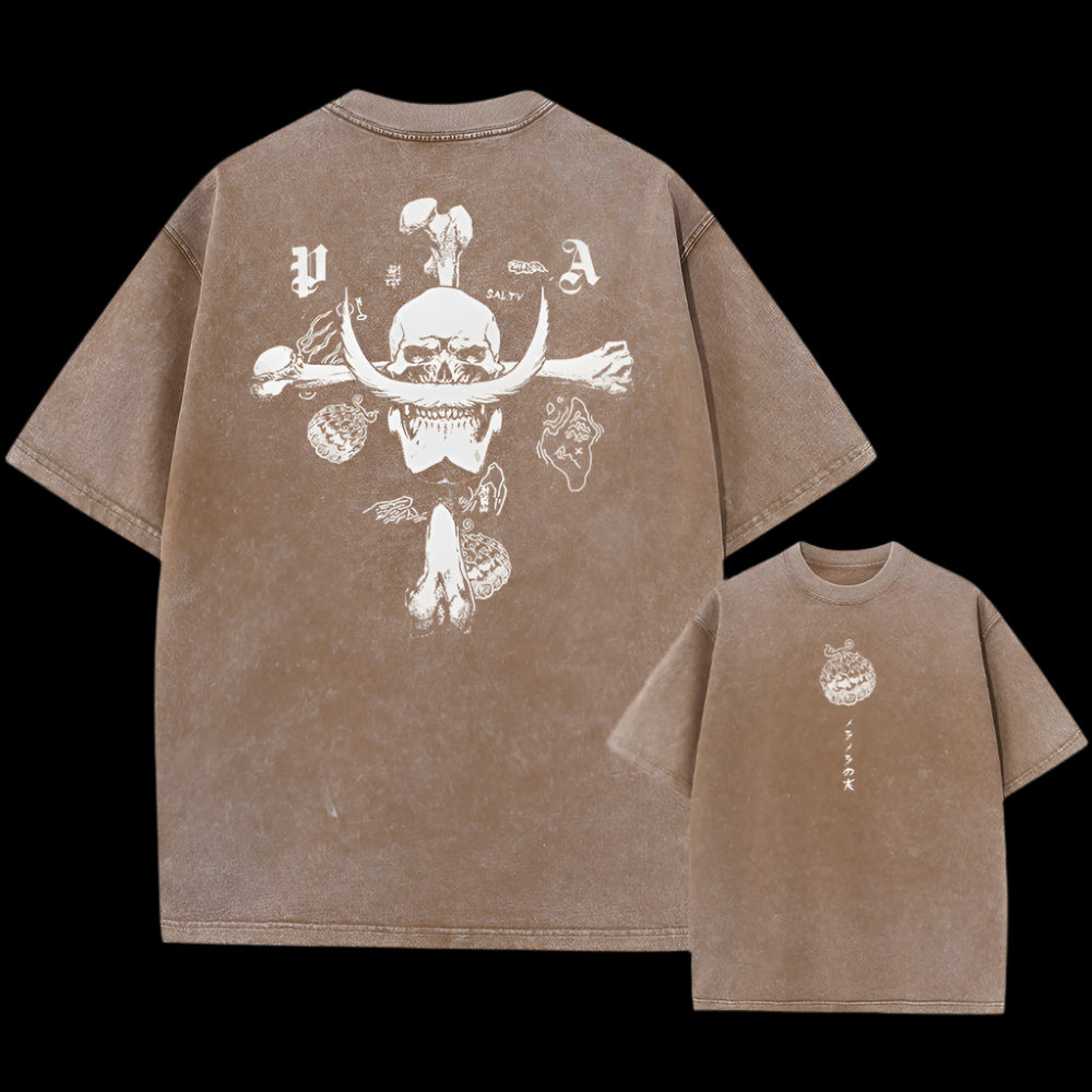 Whitebeard Legacy Oversized Vintage T-Shirt – Pirate Skull Edition