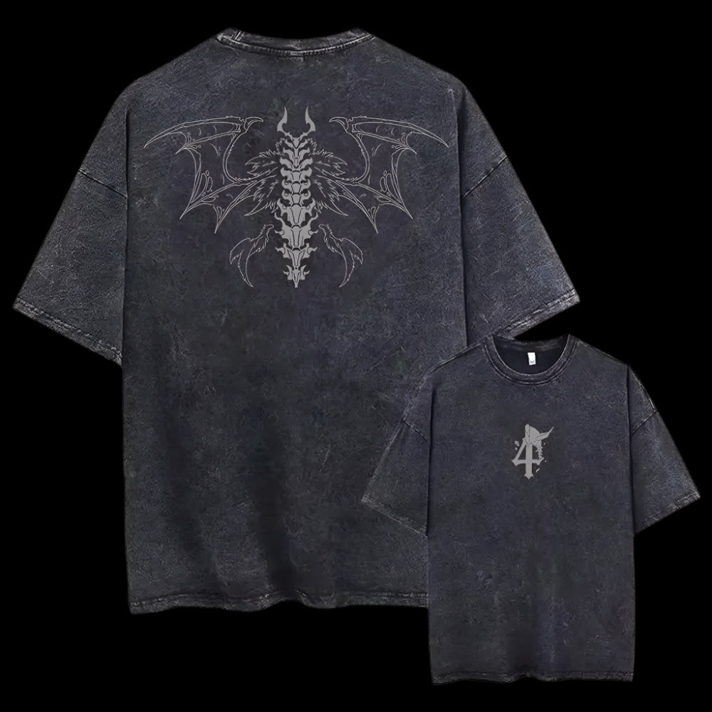 Shadow Mark Oversized Tee – Anime-Inspired Vintage Style
