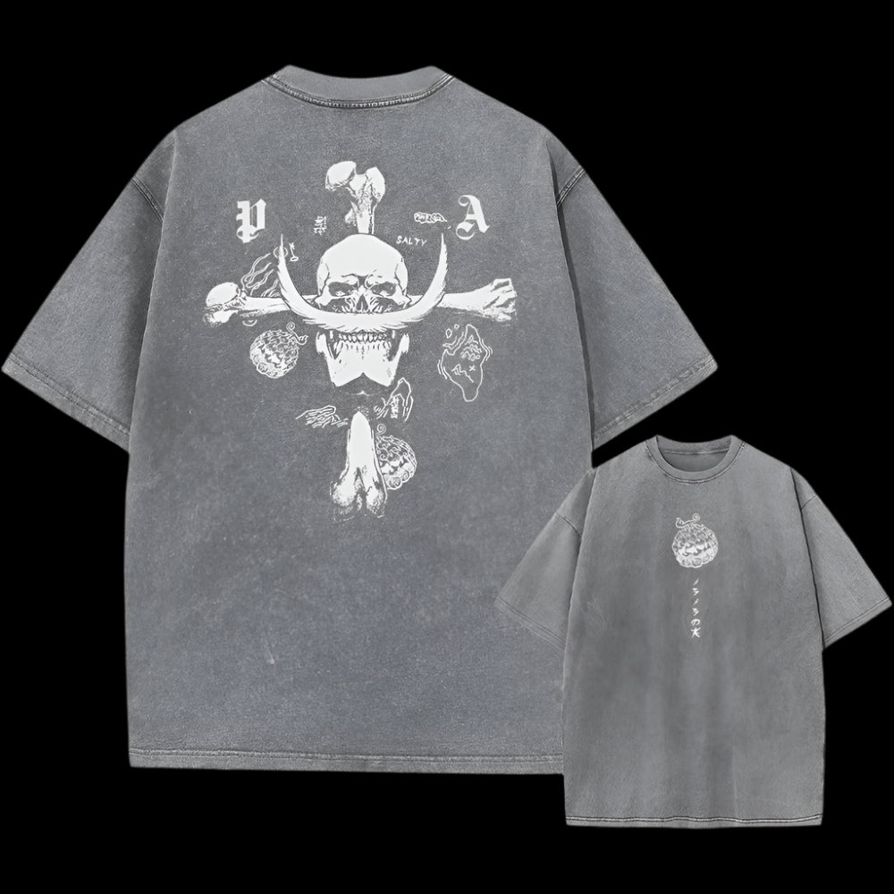 Whitebeard Legacy Oversized Vintage T-Shirt – Pirate Skull Edition