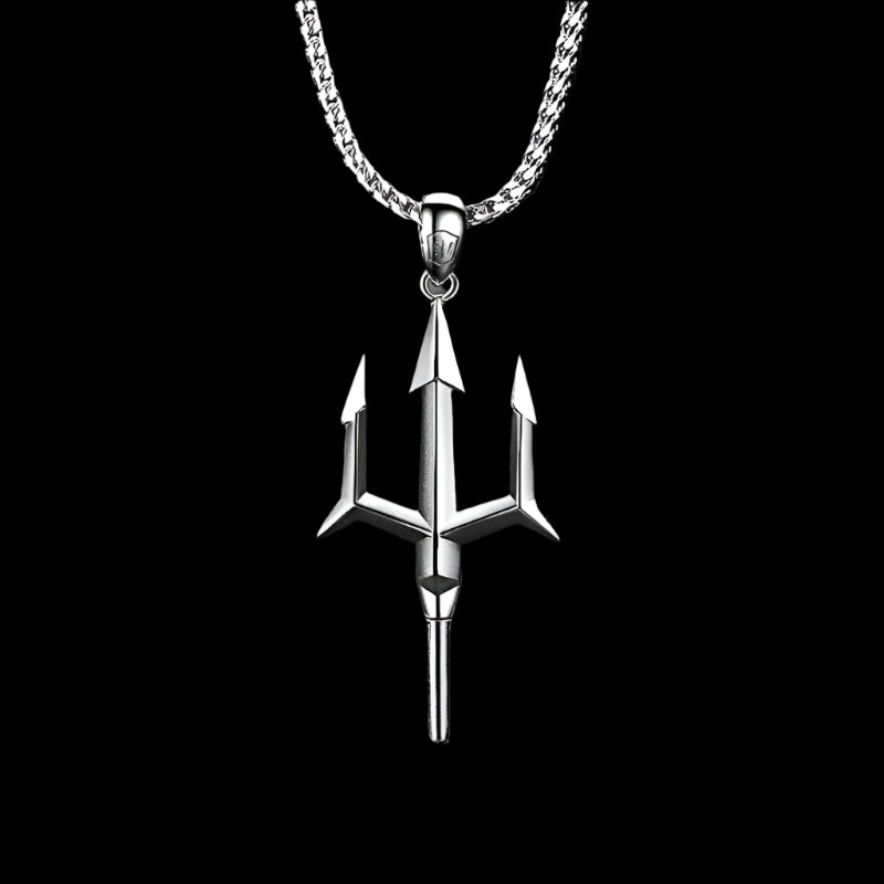 Poseidon Trident Silver Necklace