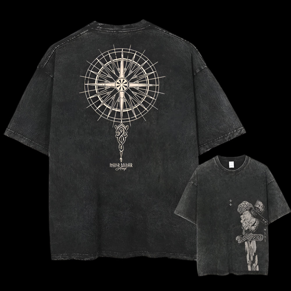Runic Compass – Shadow Path OverSize Vintage Tshirt