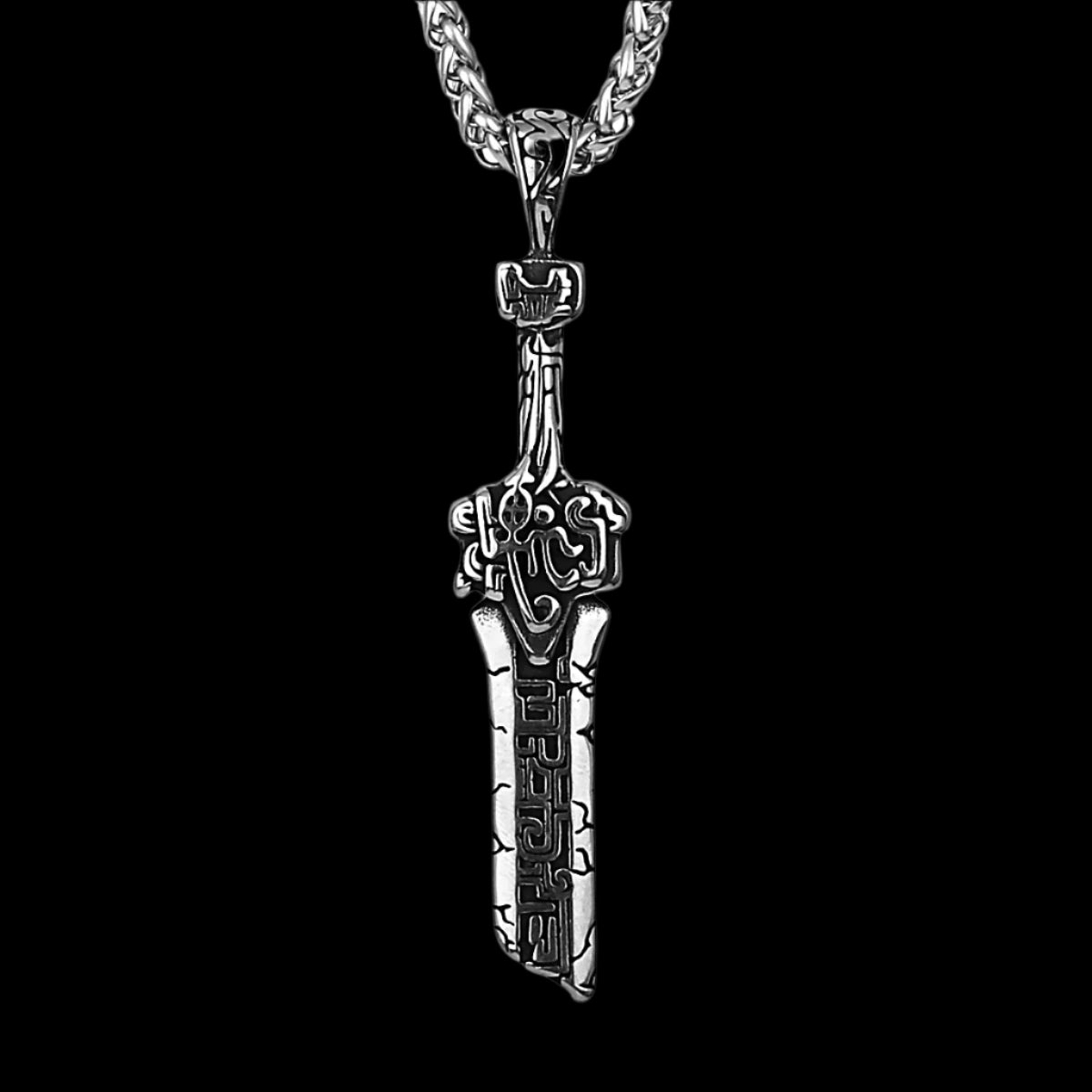 Steel Broken Sword Pendant Necklace