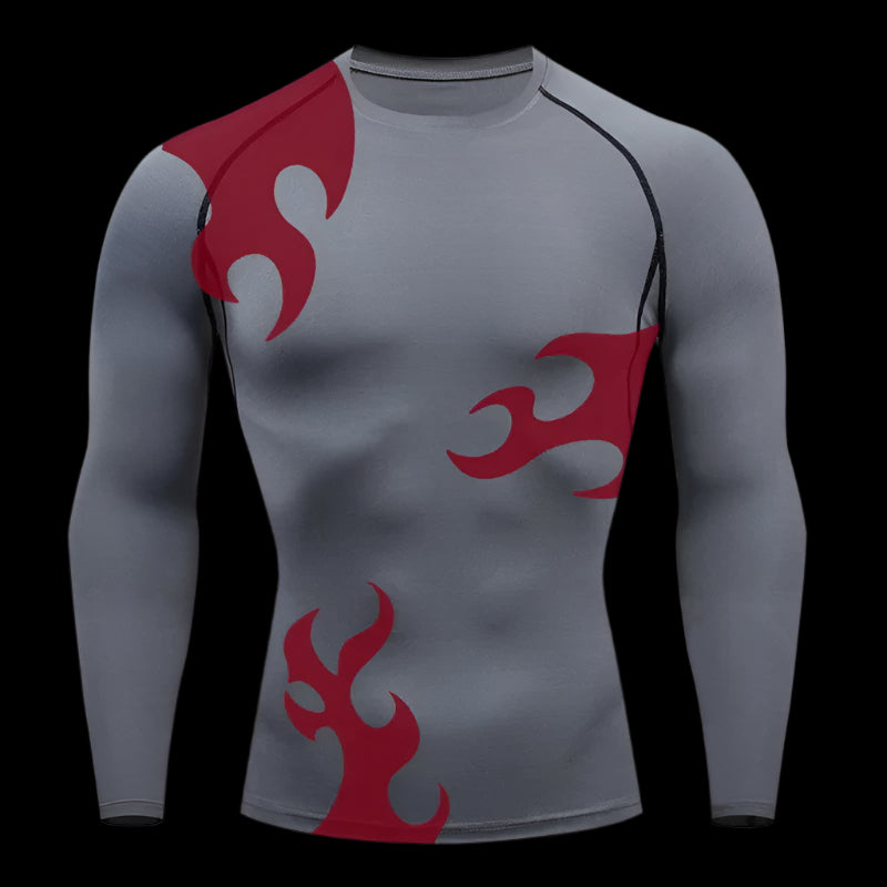 Flame Surge Compression Shirt – Long Sleeve Gym Top
