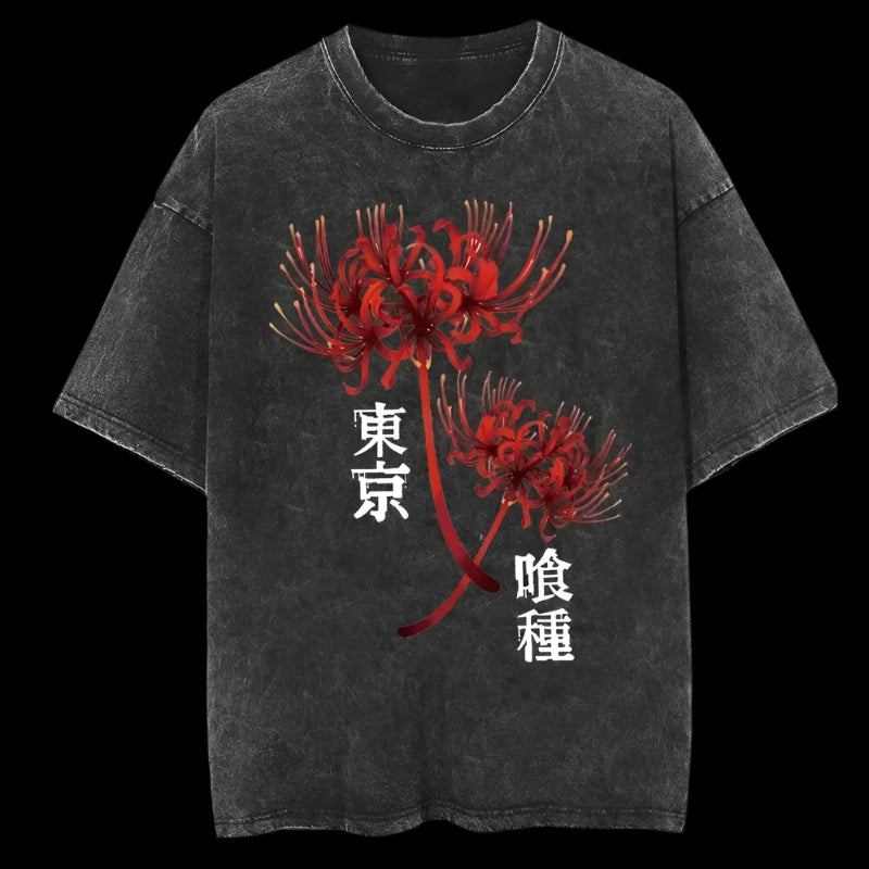 Red Lily Oversized T-Shirt – Japanese Vintage Streetwear