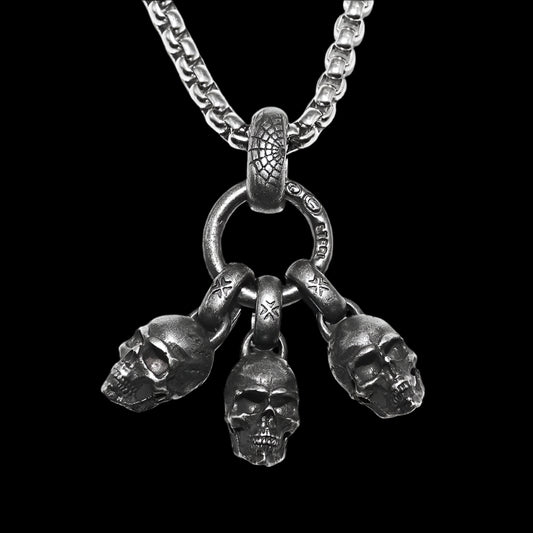 Gothic Triple Skull Necklace