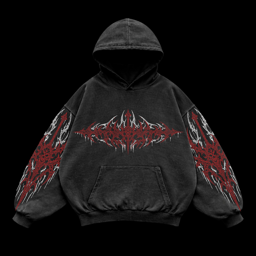 Blood Vortex Oversized vintage Hoodie – Athletic Fit |MAZENTIH