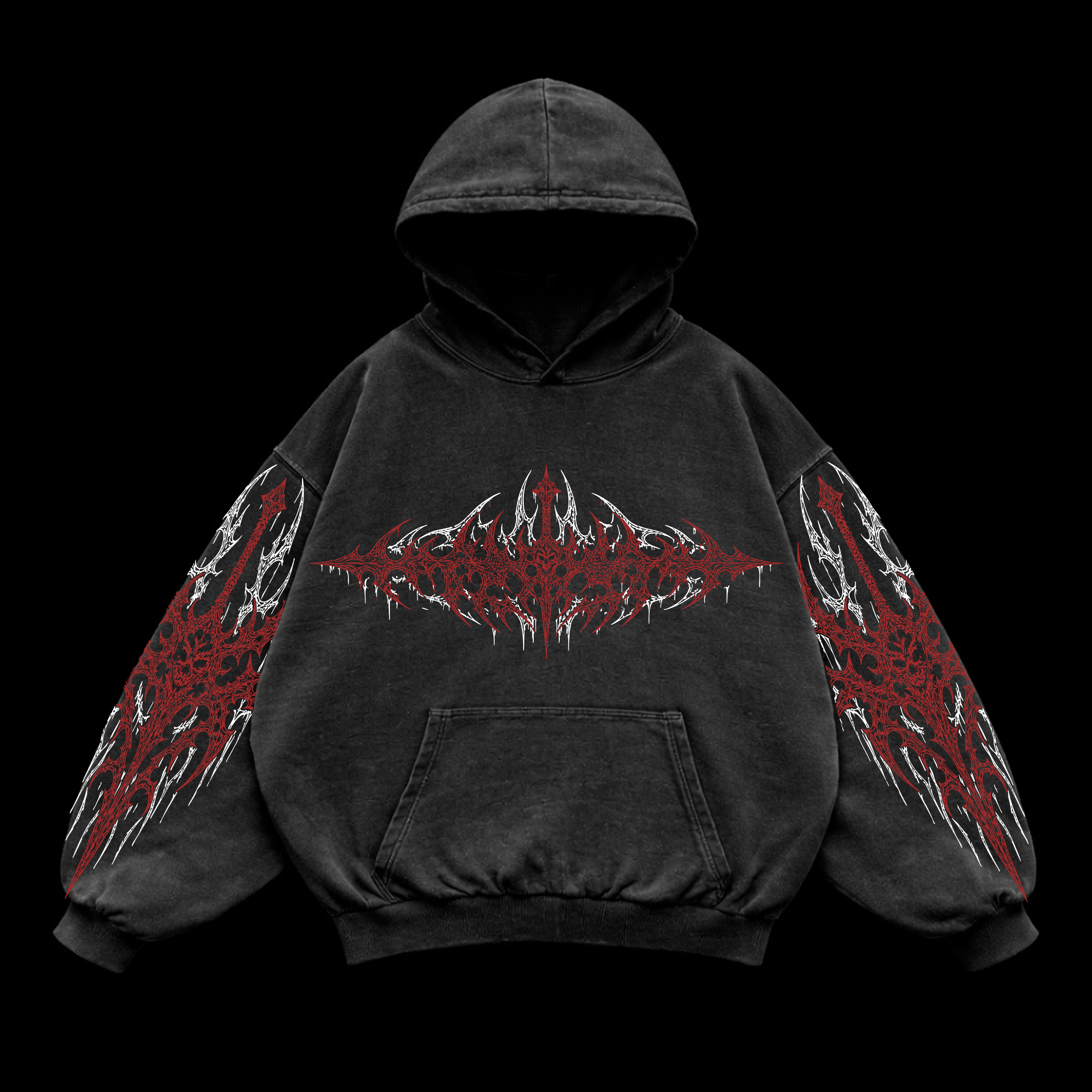Blood Vortex Oversized vintage Hoodie – Athletic Fit |MAZENTIH