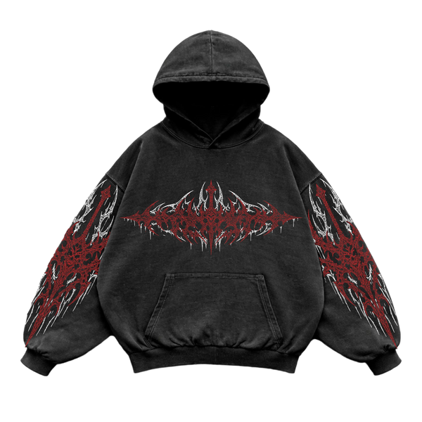 Blood Vortex Oversized vintage Hoodie – Athletic Fit |MAZENTIH