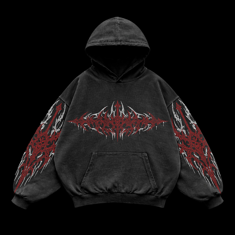 Blood Vortex Oversized vintage Hoodie – Athletic Fit |MAZENTIH