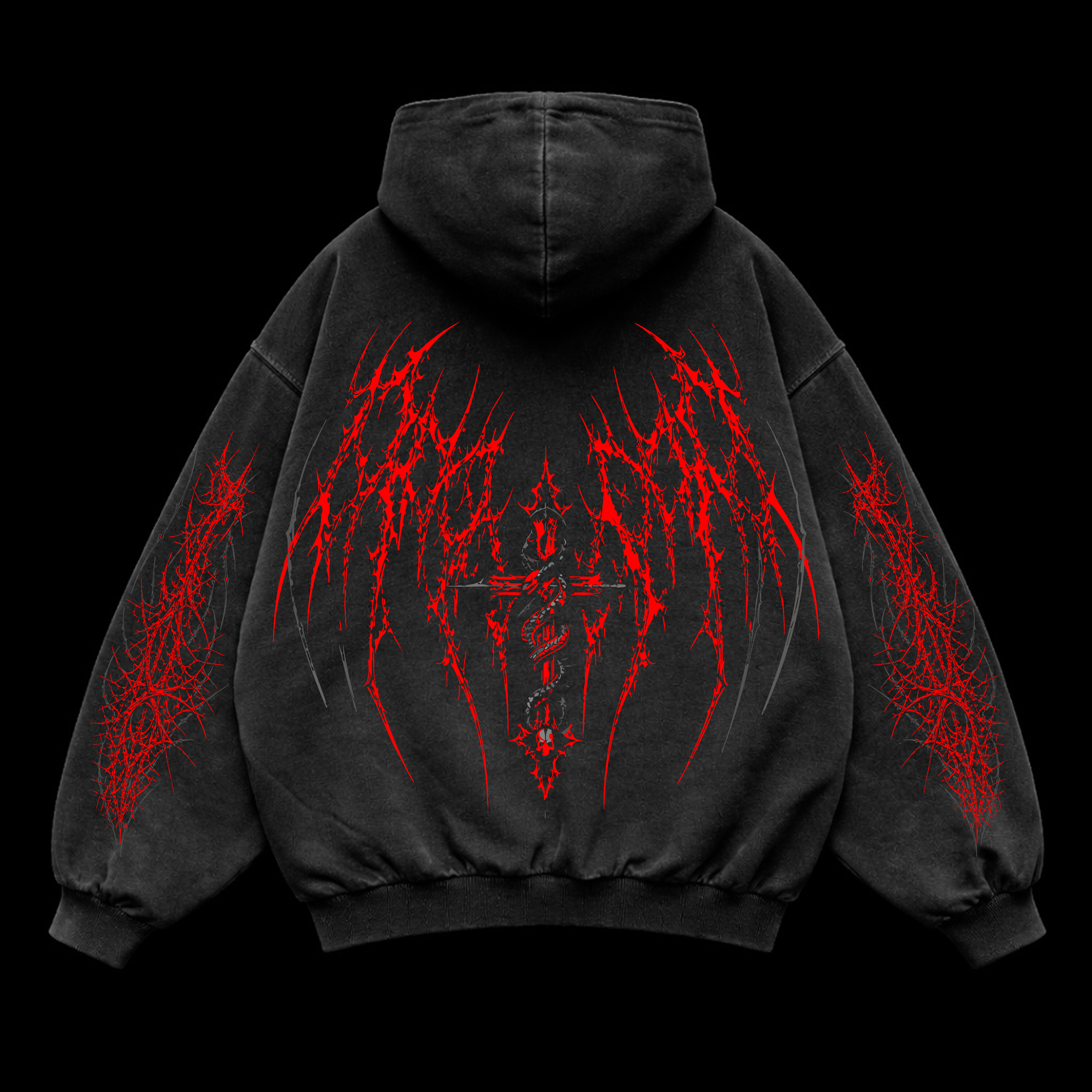 Crimson Chaos Oversized vintage Hoodie – Athletic Fit |MAZENTIH