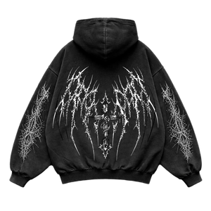 Crimson Chaos Oversized vintage Hoodie – Athletic Fit |MAZENTIH