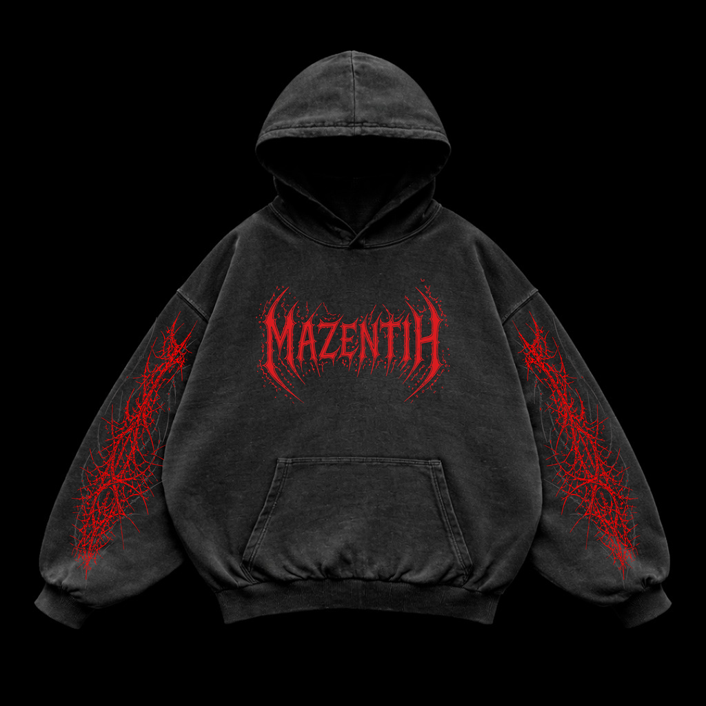 Crimson Chaos Oversized vintage Hoodie – Athletic Fit |MAZENTIH