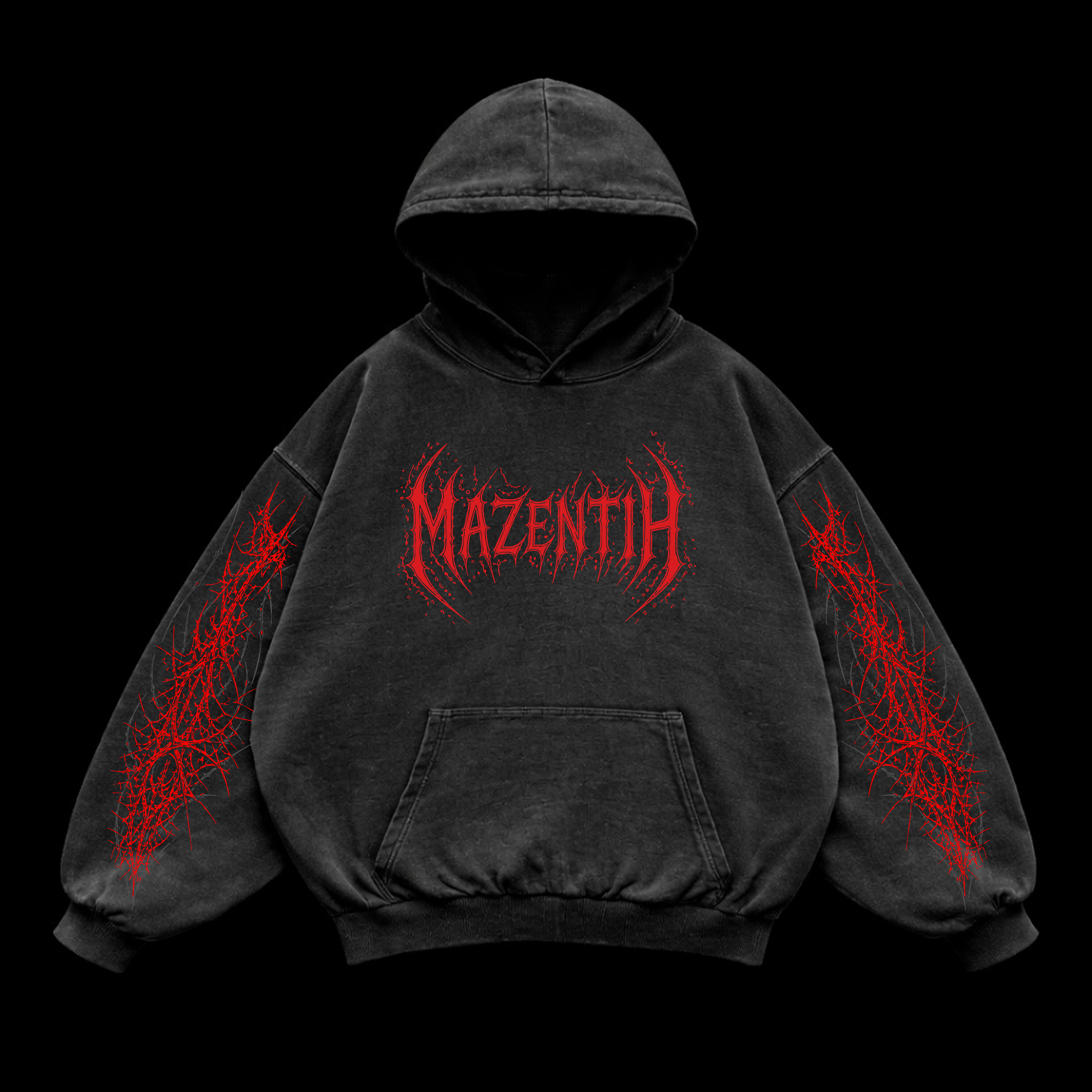 Crimson Chaos Oversized vintage Hoodie – Athletic Fit |MAZENTIH