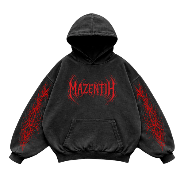 Crimson Chaos Oversized vintage Hoodie – Athletic Fit |MAZENTIH