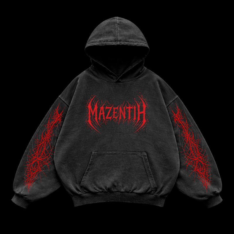 Crimson Chaos Oversized vintage Hoodie – Athletic Fit |MAZENTIH