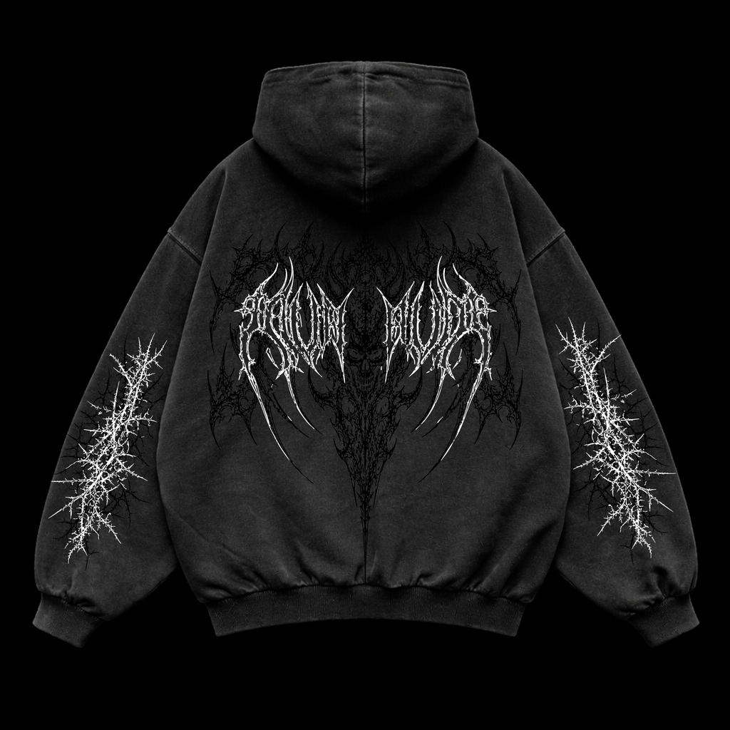 Infernal Chaos Oversized vintage Hoodie – Athletic Fit |MAZENTIH