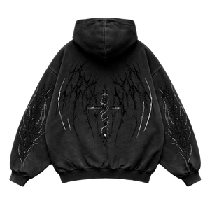 Crimson Chaos Oversized vintage Hoodie – Athletic Fit |MAZENTIH