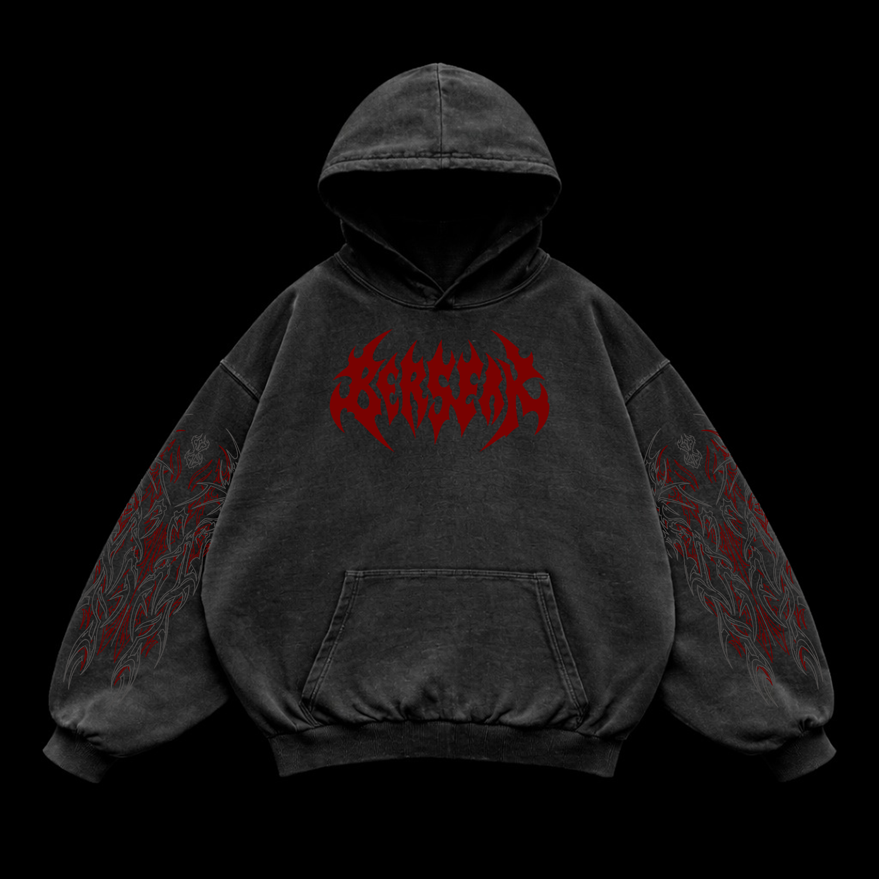 Dark Berserk Oversized vintage Hoodie – Athletic Fit |MAZENTIH
